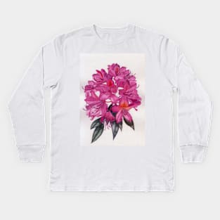 Pink rhododendron watercolour painting Kids Long Sleeve T-Shirt